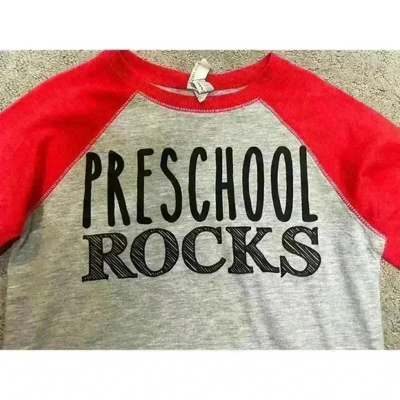 "Preschool Rocks" Child's Back to School Babseball Tee,sz 4 - Picture 4 of 5